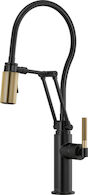 LITZE ARTICULATING FAUCET WITH FINISHED HOSE, Matte Black/Luxe Gold, medium