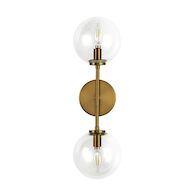 CASSIA 20" 2 LIGHT VANITY FIXTURE WITH CLEAR GLASS, Aged Brass / Clear Glass, medium