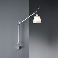 TOLOMEO WALL LAMP WITH SHADE AND J BRACKET, Aluminum/Parchment, medium